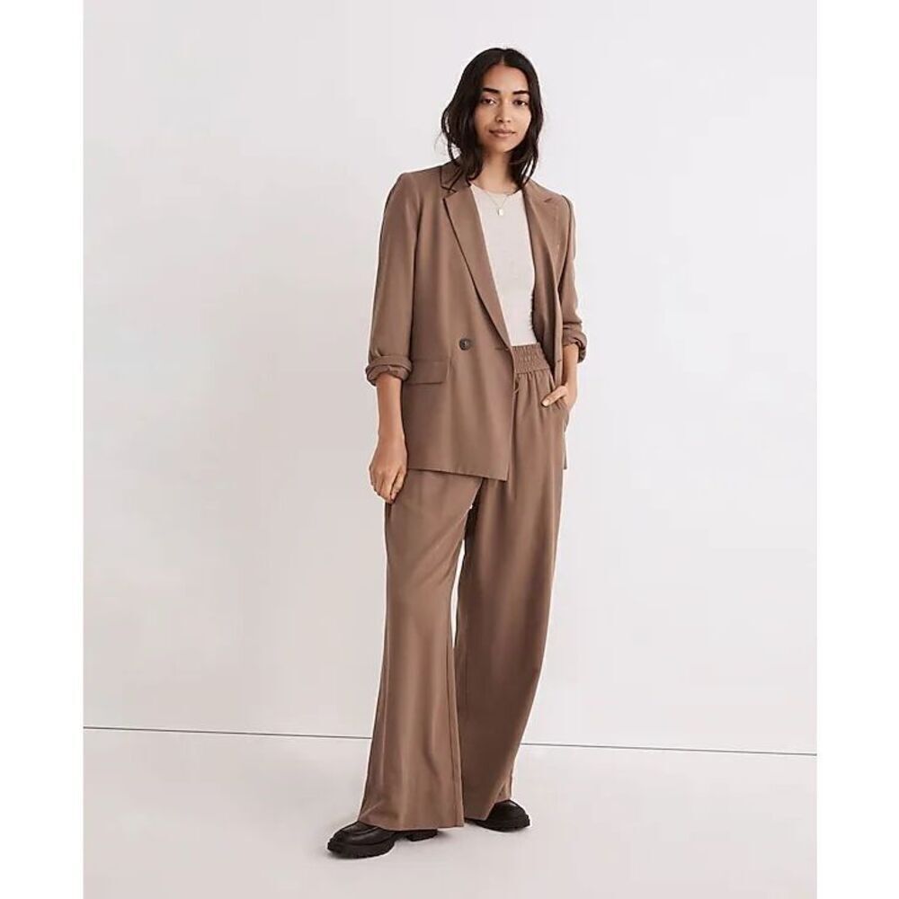 NWT Madewell Drapeweave Caldwell Double-Breasted Tan Blazer Women’s Size M NH328